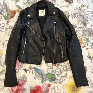 Abercrombie & Fitch Black Leather Moto Jacket
